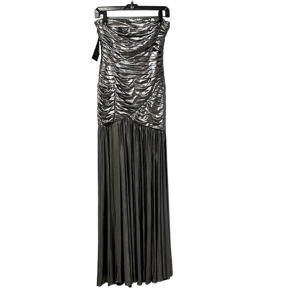 NWT Retrofete Strapless Formal Josie Dress in Gunmetal Metallic Gray Womens XS - Picture 2 of 12